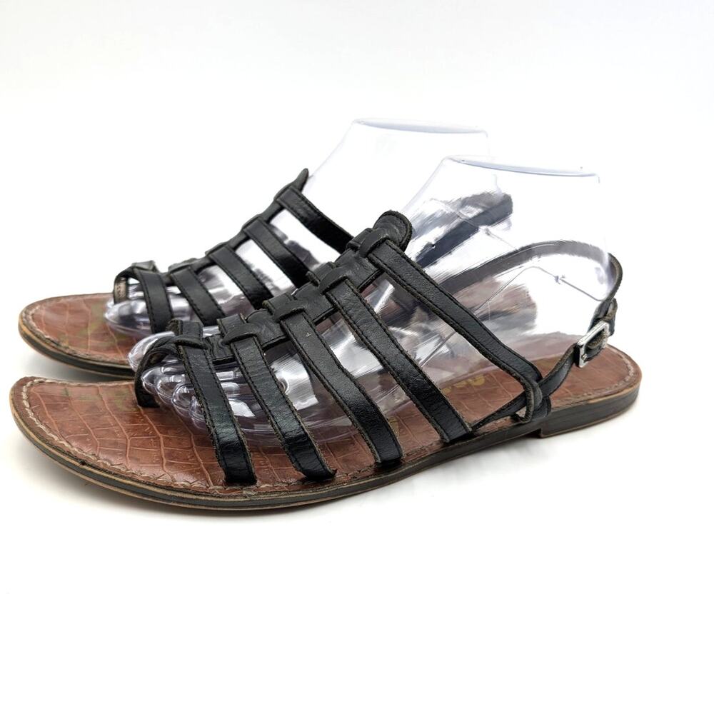 Sam Edelman Garland Leather Cage Sandals Open Toe Women's Black Size US10 EU40.5